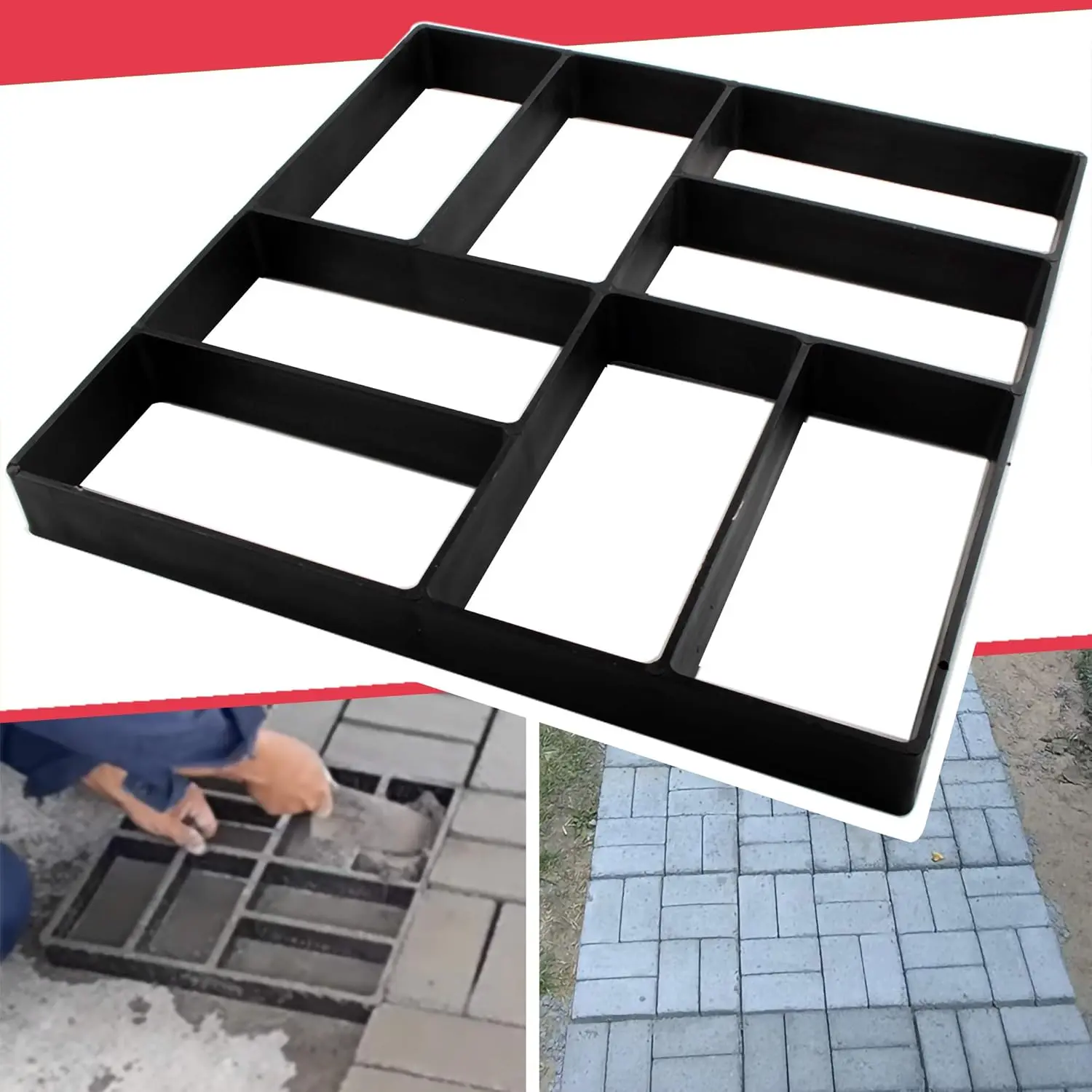 15.7"x15.7"x1.57" Concrete Molds  Walk Maker Pathmate Stone Molding Stepping Stone Path Maker Paver Yard Patio Lawn Garden DIY Walkway Pavement Brick Moulds (8-Grid)