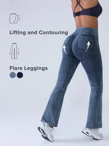 Waisted Stretchy Crossover Denim Jeans for Women Flare Jeggings Bootcut Denim with Pockets Trendy & Flattering