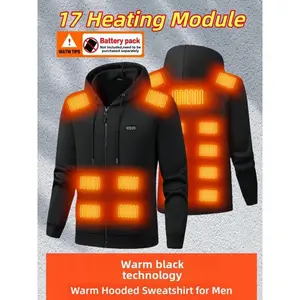 Without Battery Men's Heated Zip-Up Hoodie, Fitted Casual Outdoor Clothing, Comfortable Fashion Design for Hiking & Climbing, Daily Wear, Hoodies