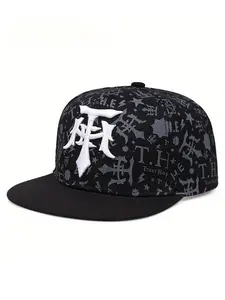2026 New Baseball Hat, Embroidered Snapback Cap, Personalized T Embroidered Graffiti Printed Hip Hop Hat Street Skateboarding Hat Outdoor Sports Sunshade Hat Daily Life Commuter Decorative Hat Male Female Same Style Flat Edge Hat