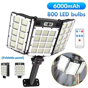 Solar Street Light, 6000mAh 800LED Motion Sensor Outdoor Lights with Remote Control, IP66 Waterproof Adjustable Flood Lights Outdoor for Yard, Garden and Pathway#fathersdaygift