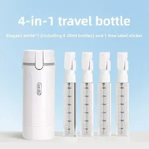 4-in-1 Travel Dispenser Bottle for Toiletries Portable Cosmetic Shampoo Storage Lotion Compact Plastic Container Wholesale Easy Press Smooth Flow bottle