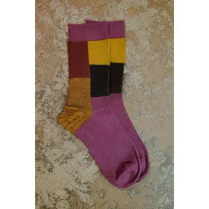 Purple Color Block Ankle Socks