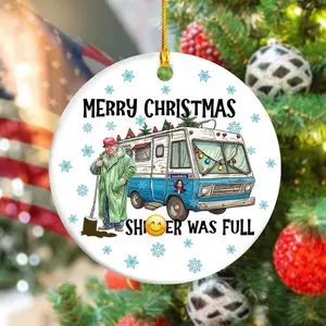 Merry Christmas Trump Shi***er Was Full Ceramic Ornament 2025 Edition Funny Holiday Concert Theme Decor for Fans