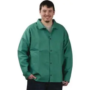 PRO-SAFE Size 2XL Green Flame Resistant/Retardant Jacket 50-52" Chest, Cotton, Snaps Closure WELD-JK-A2-2XL