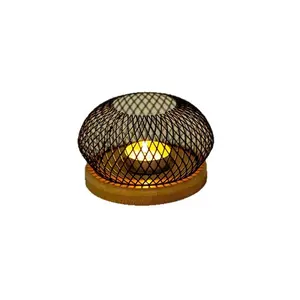 Tealight Candle Holder Set with Cast Iron & Bamboo Tray Base, Modern Minimalist Home Decor Centerpiece for Kitchen Tabletop & Bathroom Storage