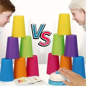 Stacking Game Set for Kids & Adults, Educational Brain Teaser Toy, Interactive Family Fun, Color Recognition & Focus Training