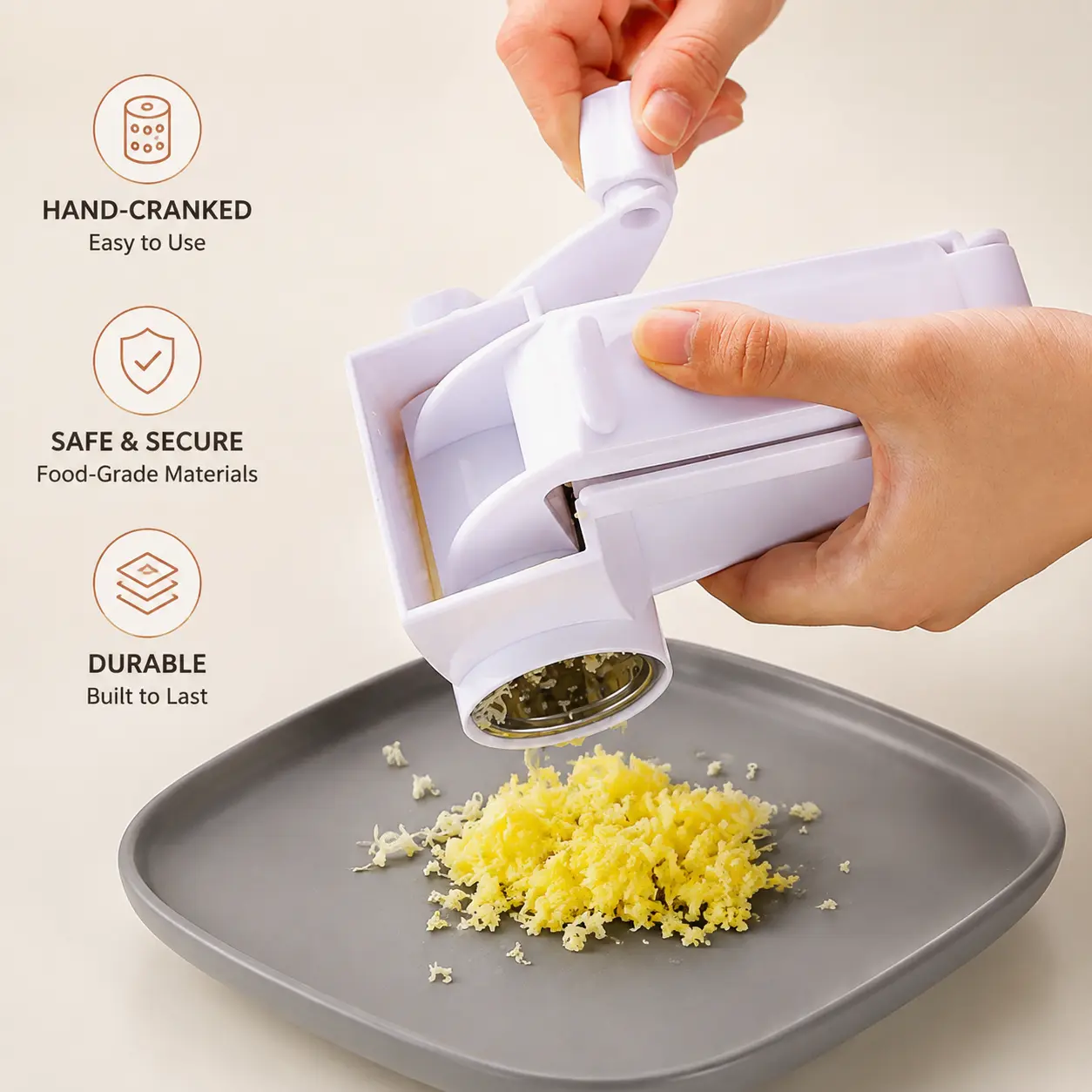 1 Count, Manual Rotary Cheese Grater, Handheld Stainless Steel Drum Shredder for Home Kitchen Grating Hard Cheese, Nuts and Butter