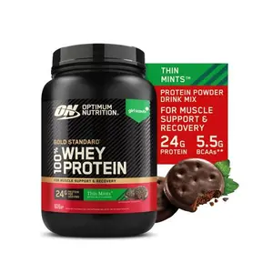 (W)Optimum Nutrition, Gold Standard 100% Whey Protein Powder, Girl Scout Thin Mint Cookie 1.5lb Tub