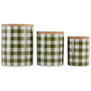 Design Imports Buffalo Check Ceramic Canister Set of 3