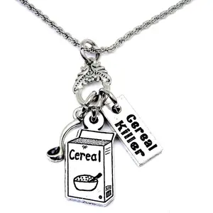 Cereal Box Spoon  Necklace with Small Heart