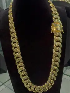 22mm heavy-weight, multi-size, hip-hop style luxury waterproof gold-plated Cuban chain men's custom Cuban chain jewelry necklace, suitable for parties and dates, gift for relatives and friends, Easter and Thanksgiving gift, unisex