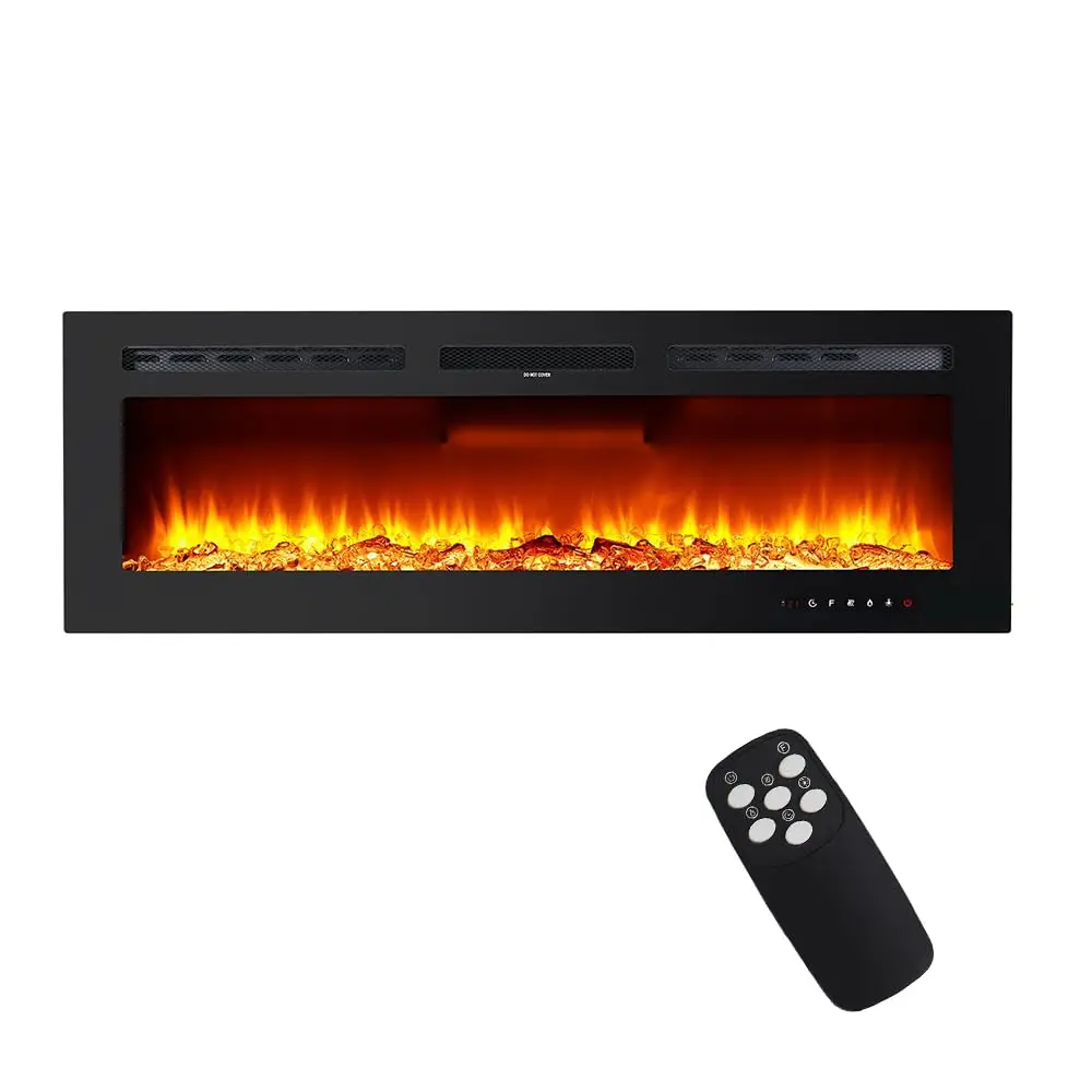 GARVEE 60" Electric Fireplace In-Wall Recessed & Wall Mounted, Remote Control, 12 Flame Colors, 750/1500W Heater, Timer, Adjustable Brightness, Log & Crystals
