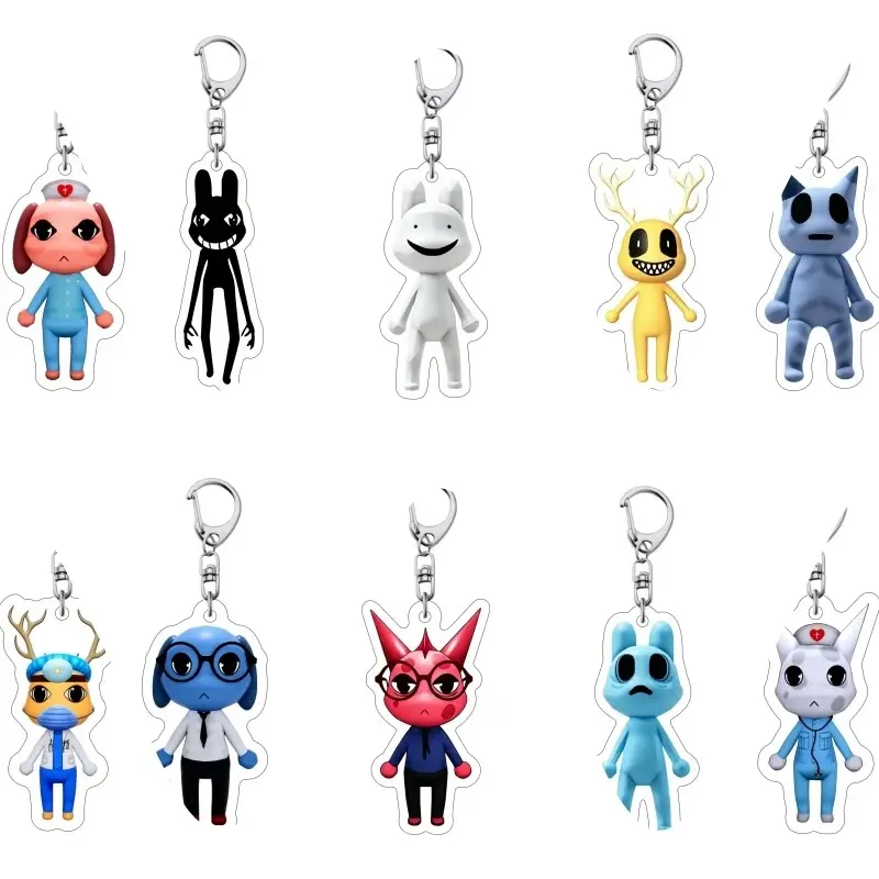 Animal Hospital acrylic keychains, Ratthew, Doctor Harlow, Secretary, Ron from Accounting, Barney, Head Nurse, Intern, Secret Agent, Supervisor