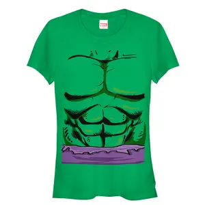Juniors Womens Marvel Halloween Hulk Classic Costume T-Shirt