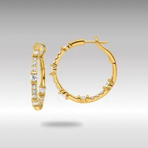 14K Gold Lab Grown Diamond VS/SI FGH In/Out Hoop Earrings - Model EM10225-151-YLG