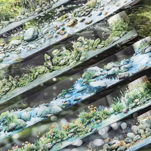 Scenic Tape Roll, Pet Material, Seine Series River Landscape Theme Decorative Art Stickers for Journals & Water Bottles, 1 Roll/bag