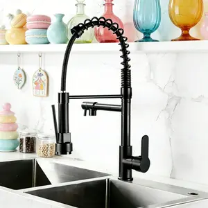 Kitchen Faucet with Pull-Down Spray Head, Stainless Steel Single Handle Cold Hot Dual Control Spring Tap, Ideal for Kitchen RV Camper Laundry Room