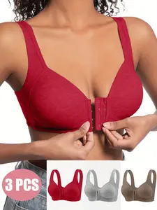 Women's Underwear No Steel Cup Design Front Buckle Closure Solid Color Maternity Nursing Bra Elegant Style Full Coverage Fixed Pads Comfort Fit Maternity Bras for Pregnancy