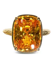 Sterling Silver Elongated Cushion Canary CZ Cocktail Ring