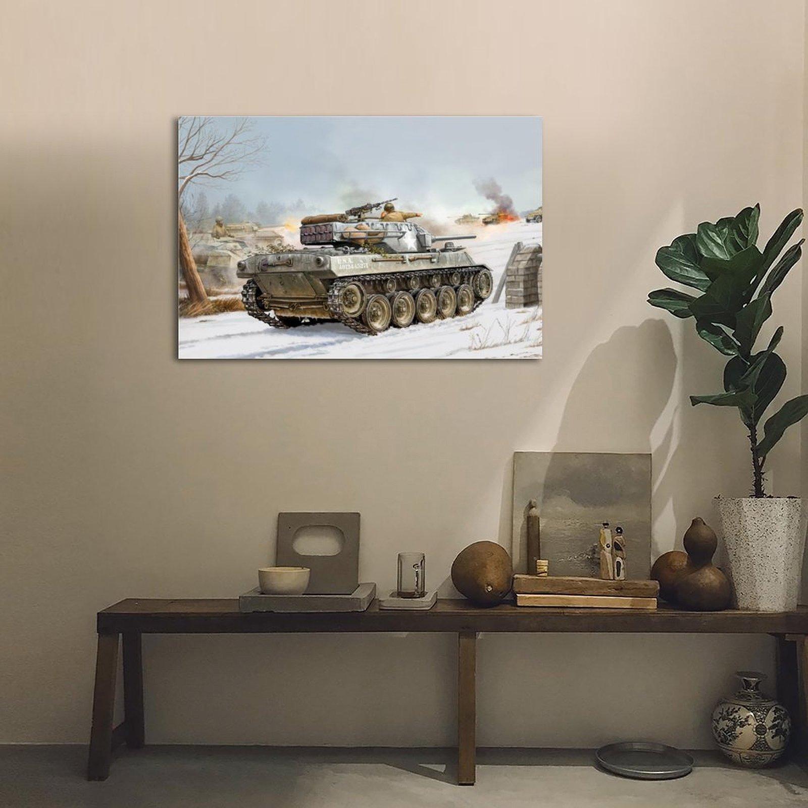 Military Tank Poster 1944 GMC M18 Hellcat World War Ll Poster Decorative Painting Canvas Wall Art Picture Print Modern Family Bedroom Decor