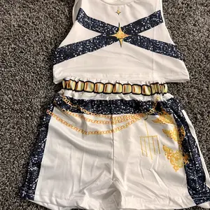 Girls K-Pop Rumi Mira Role Play Costume Set 3pcs Short Sleeve Crop Top Skirt Halloween Party Dress Up Clothes for Kids Comfortable Polyester Fabric Superstar Outfit