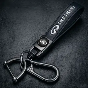 Luxury Genuine Leather Keychain - Premium Car Accessory Gift for Infiniti - Premium Key FobHolder for Q50, Q60, Qx50, Qx60, QX70, Qx80 &All Infiniti Models | 360° Rotating Screw-FreeMetal Car Key Strap  Heavy-DutyGift for Men & Women charms