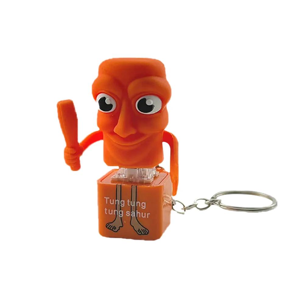 Stick man Tung tung tung Tungtungtung Anime Wooden Keychain Stick Man Figure with Luminous Pendant Collectible Decorative Gift