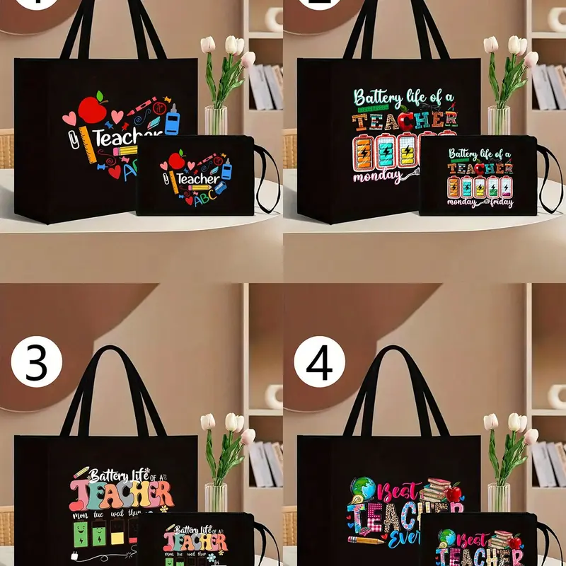Teacher Appreciation Gift Set, Large Capacity Fashion Handbag, Casual Office Handbag, Casual Handbags, Casual Trendy Bag, Work Tote Bag, Linen Coin Purse, Makeup Bag, Perfect for Educators & School Staff