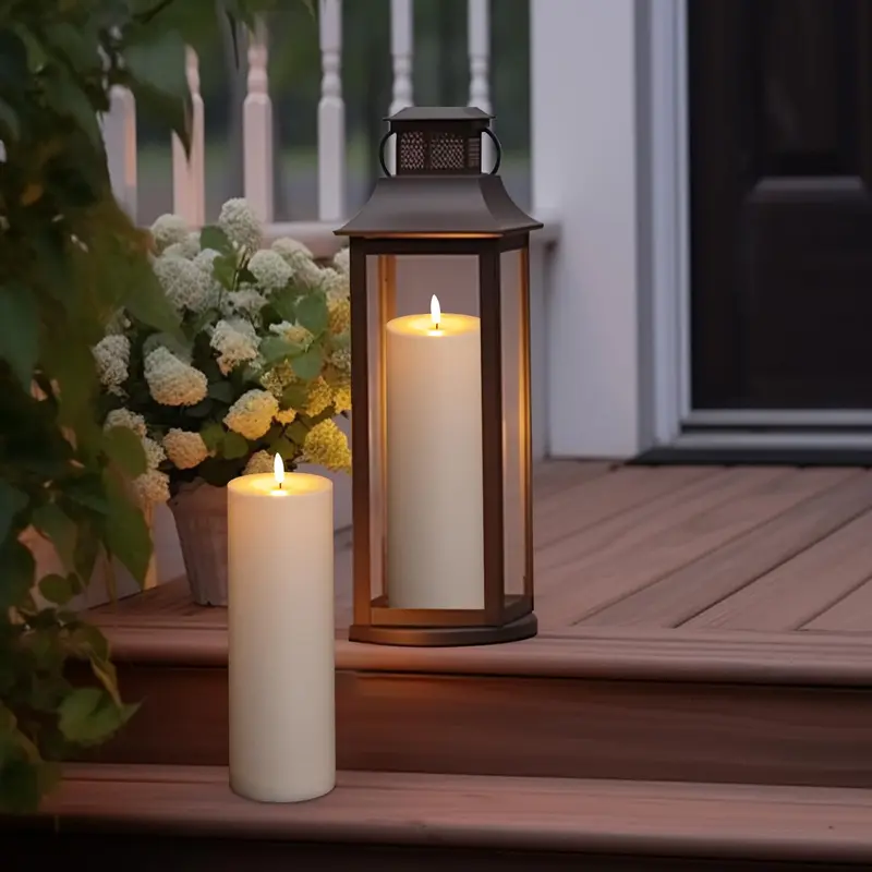 4"x11" Traditional Waterproof Outdoor Flameless LED Pillar Candles (Set of 2), Battery-Operated with Remote Control, Timer, Adjustable Light Modes, Convenient Long-Lasting White Mood Lighting for Indoor-Outdoor Lanterns, Home Decor Essentials