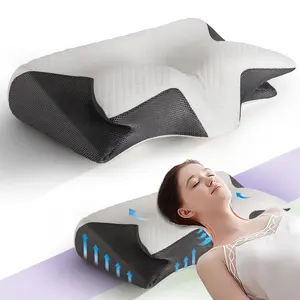 Ergonomic Orthopedic Supportive Memory Foam Neck Pillow, Adjustable Neck Support Pillow, Butterfly Shaped Neck Pillow for Side Sleeping, Back Sleeping & Stomach Sleeping, Memory Foam Cushion