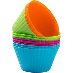 Webake Jumbo Silicone Muffin Cups, 3.5 Inch Jumbo Silicone Baking Cups Reusable Cupcake Liners Nonstick Large Cake Cups Set Stand Alone Cupcake Holder, 12 Pack Auto Cup Holder Liner