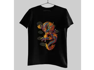 Traditional Chinese Yellow Dragon T-Shirt Flying Lizard Mythical Animal Art
