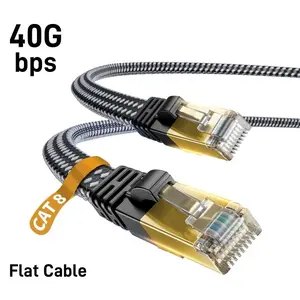 MIZIQIER Cat 8 Ethernet Cable, High Speed Braided Network Cord, Cat8 RJ45 Shielded Indoor LAN Cables Compatible for Gaming PC PS5 Xbox Modem Router