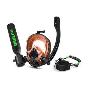 Mini Scuba Tank with Snorkel Mask and Adapter, DEDEPU 0.5L Portable Diving Tank with Full Face Diving Mask, 5-10 Mins Underwater Breathing, Pony Bottle Rescue Backup Cylinder gear equipment Goggles Mask