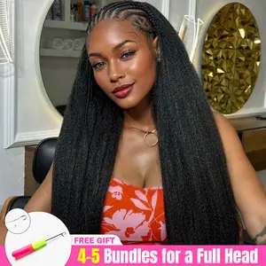 CurlyMe Kinky Straight Feather Crochet Real Human Hair Extensions Miracle Knots Reusable Invisible Pre-Separated Knotless Boho Braids 100% Virgin Human Hair Natural Black Protective Style