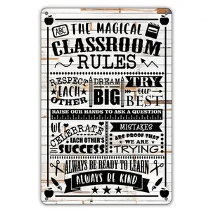 Retro School Classroom Rules Tin Sign The Magical Classroom Educational Decor Sign for Kids Learning Space