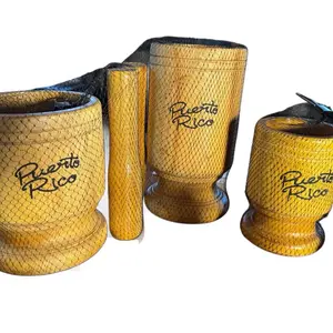 Puerto Rico Wooden Mortar & Pestle - Traditional Kitchen Utensils for Spices - Medium Large X-Large Sizes - Souvenirs - Pilón de Madera PR 3 Tamaños Diferentes Disponibles