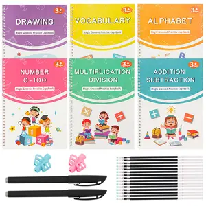 Magic Grooved Writing Practice for   3-8,  Grooved Handwriting Books, Tracing Workbooks with Disappearing Ink Pens & Grips,  Learning Activities