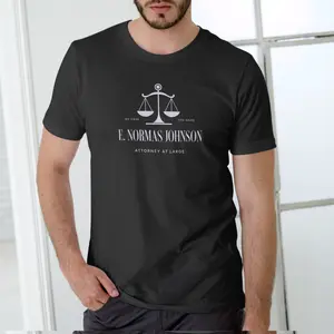 E. NORMAS JOHNSON ATTORNEY AT LARGE, Funny name T shirt, Unisex Cotton