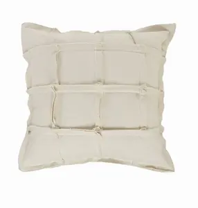 360 stand 2-Piece Soft Cushions Set, 4x20x20 in Cream Solid 100% Cotton Zippered Cover Throw Pillows for Home Decor, Indoor Use