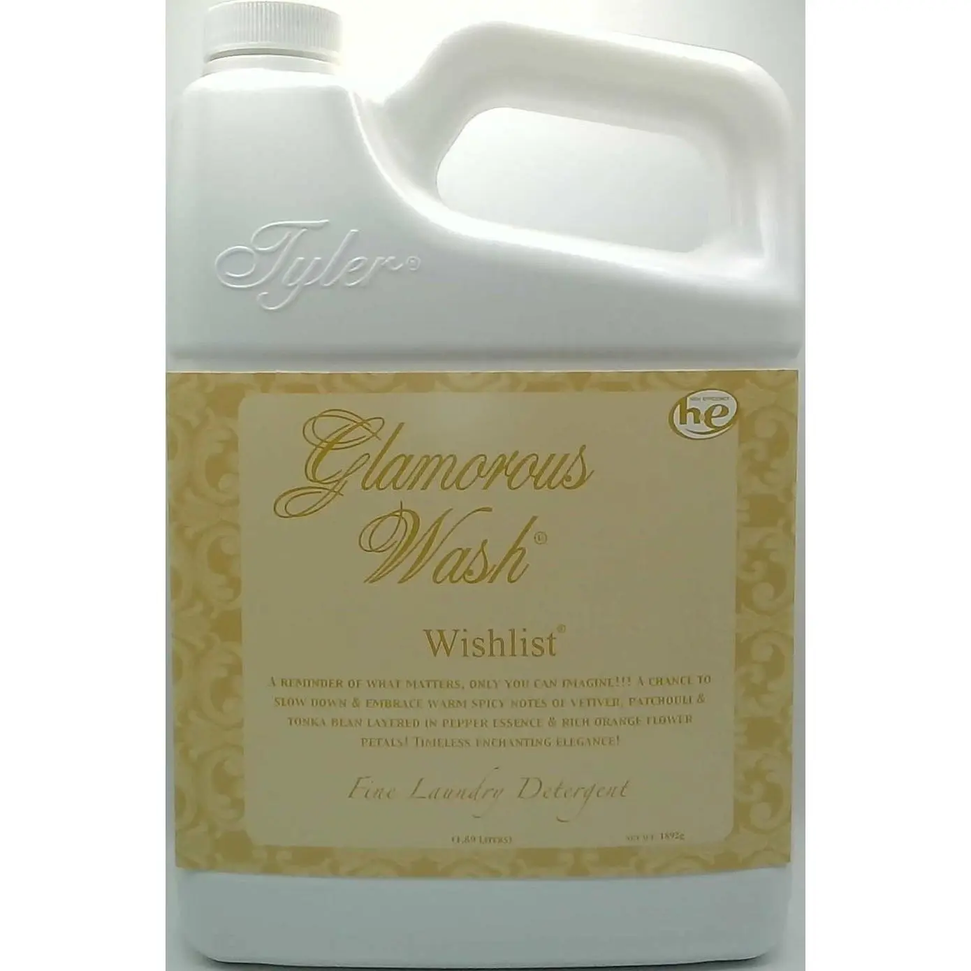 Tyler Candle Company Glamorous Wash Fragranced Liquid Laundry Detergent - All-Natural, Concentrated, Biodegradable, Chemical-Free, Hypoallergenic, Hand-Use, Long-Lasting Wishlist Scent, 1.89L/64oz Home Cleaner