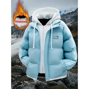 Men'S Winter Hooded Coat - Thick Insulated Cold Weather Jacket with Full-Zip Closure, Loose Fit Hoodie, Front Zipper Pocket - Non-Stretch Outer Shell for Everyday & Formal Outfits - Easy-Care Winter Outerwear, Winter Jacket, Casual Outerwear, Trendy Winte