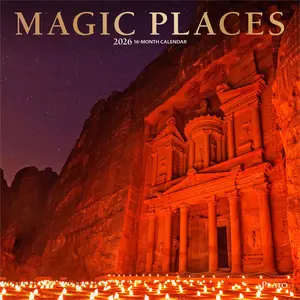 Magic Places | 2026 12 x 24 Inch (Hanging) Monthly Square Wall Calendar | Foil Stamped Cover | Plato | Scenic Travel World Photography