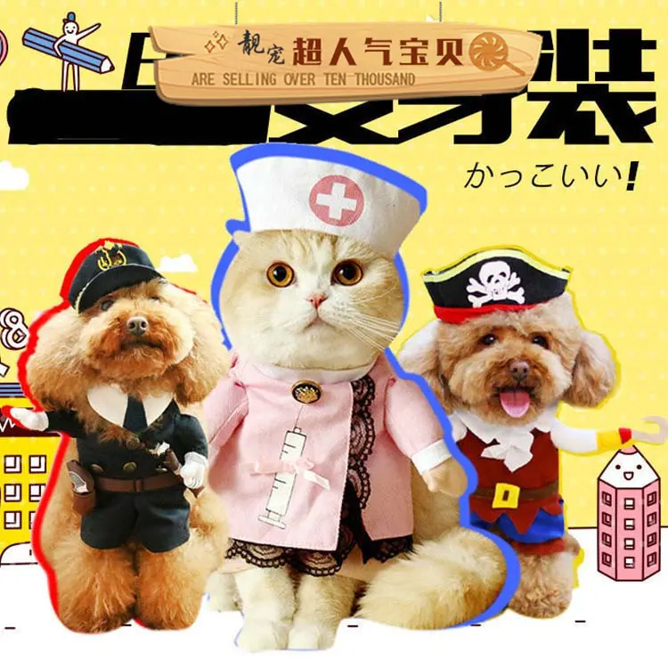 Pet Costume Dog Funny Quirky Standing Pirate Cowboy Pet Outfit Dog Costume