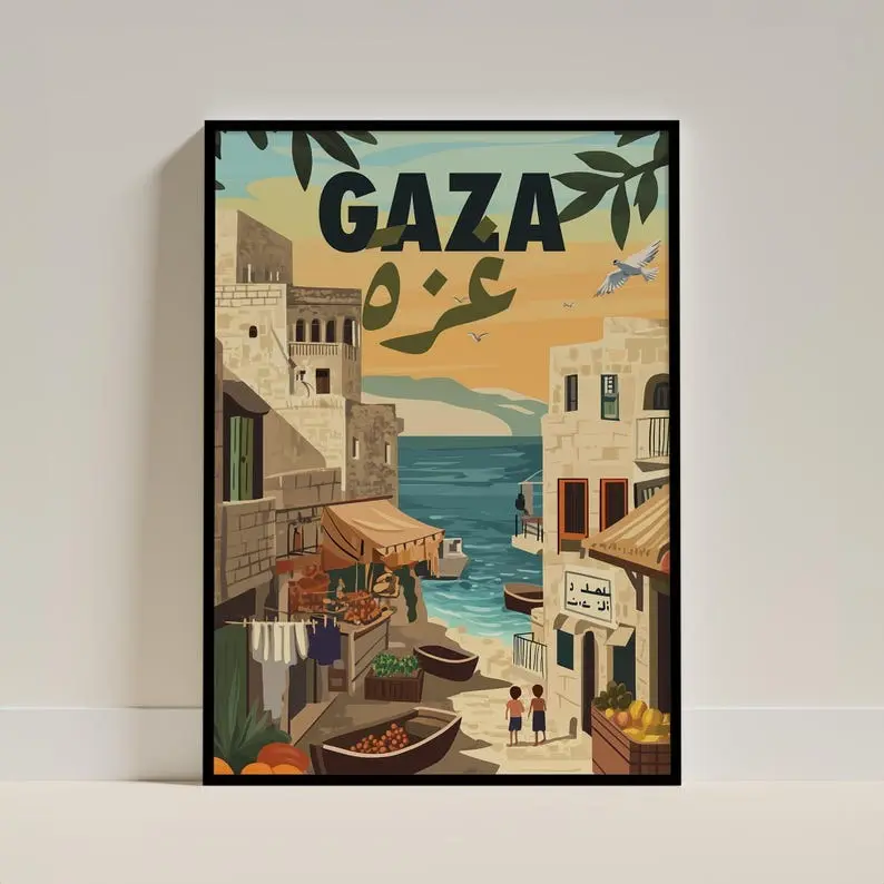 Gaza Poster Wall Art, Palestine Art Print With Cultural Symbolism, Minimalist Pro-Palestine Wall Decor, Middle Eastern Solidarity Artwork For Living Room, Office, Or Gallery-Inspired Space Painting Ornaments