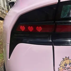 18 Pixel Hearts Headlight Taillight Decals - Water & UV-Resistant Stickers, Easy Application, 2 Sticker Sheets