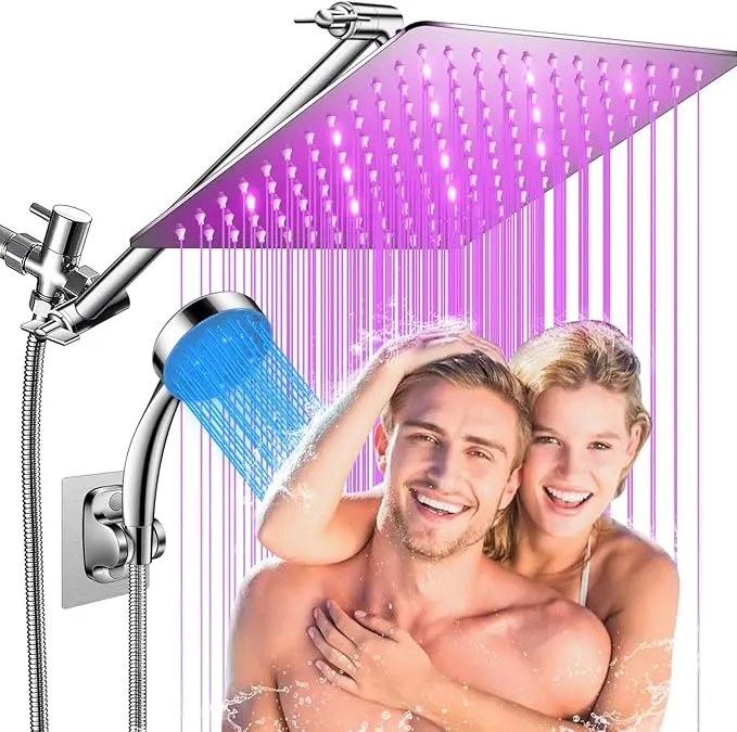 Compact LED Shower Head - Household Bathroom Appliance Accessory, 3 Colors Water Flow Color Change, Advanced Temperature-Sensing Technology, Intuitive Visual Cue, Thermal Shock Prevention for Parent-Child Use, Shower Heads, Young Children
