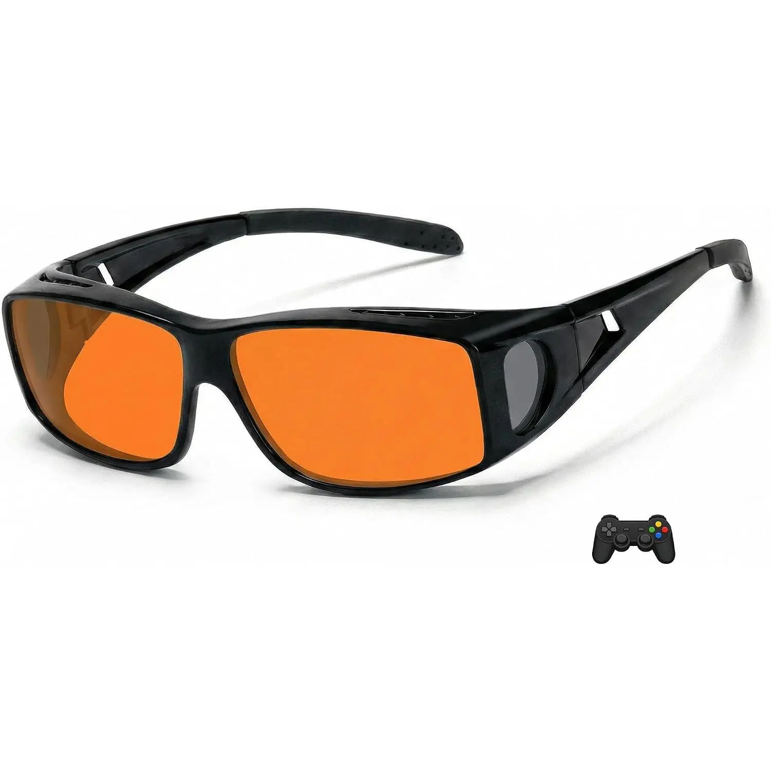 OptiCraft High Tech Blue Light Blocking Glasses Wear Over Prescription | Computer Gaming Glasses, Reduce Eye Strain, Better Sleep, Lightweight Amber-Tint Lenses, UV Protection & Block 380-500nm Rays