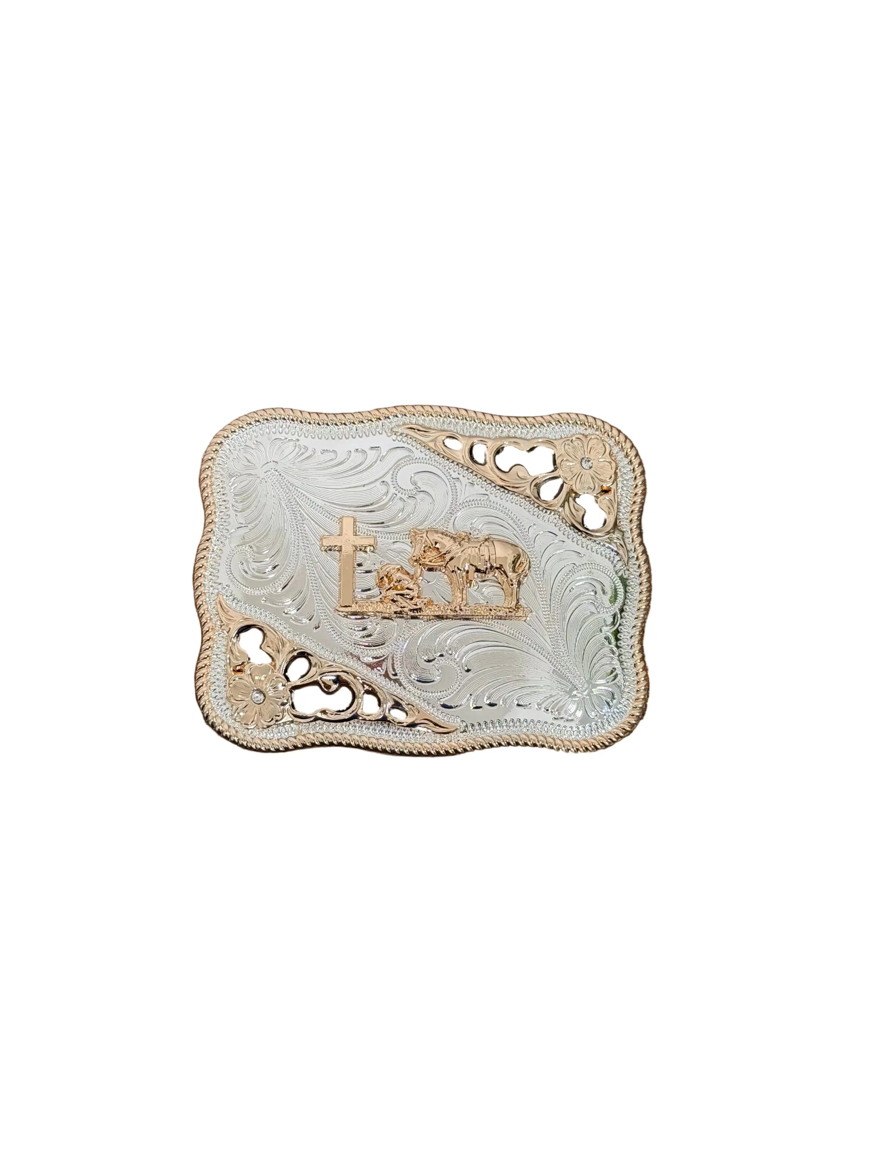 SQUARE ROSE GOLD-SILVER JINETE INCADO DESING BUCKLE